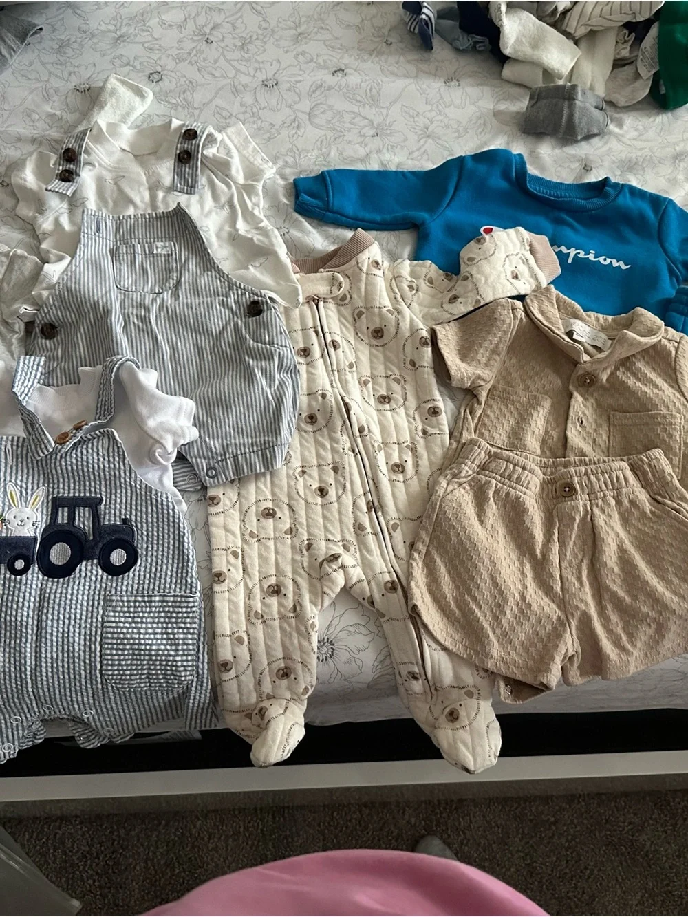Baby Boy Neutral Outfit Bundle with Blue Sweater